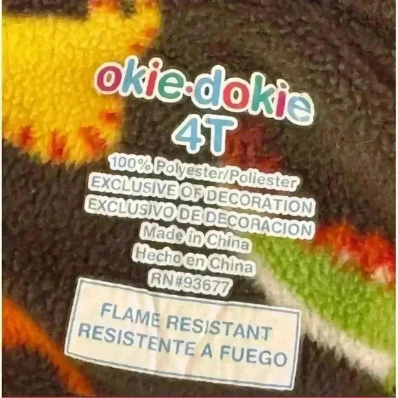 Okie Dokie Unisex Dinosaur Print Fleece Onesie - size 4T - Picture 4 of 7